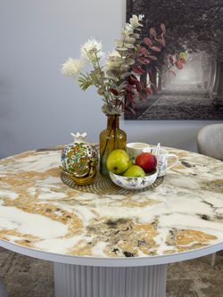 Стол KENNER LD1000 белый/керамика мрамор золотой глянец