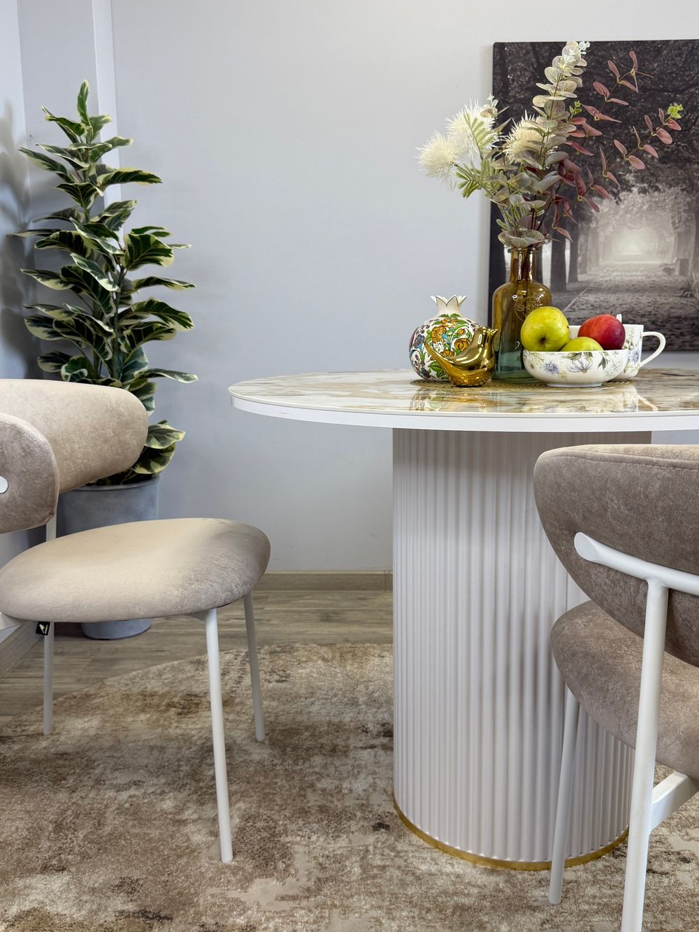 Стол KENNER LD1000 белый/керамика мрамор золотой глянец