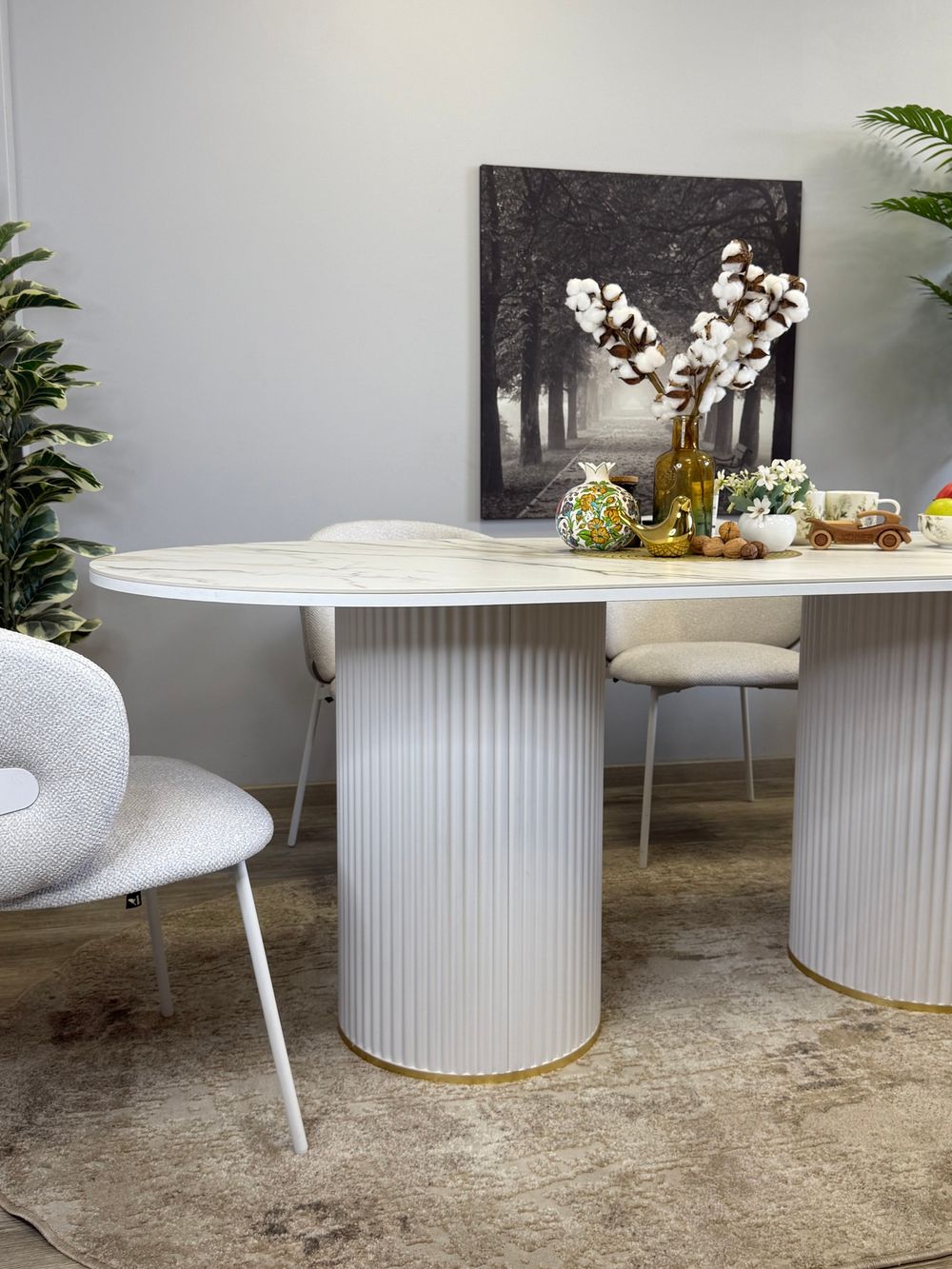 Стол KENNER LD2000 белый/керамика мрамор золотой