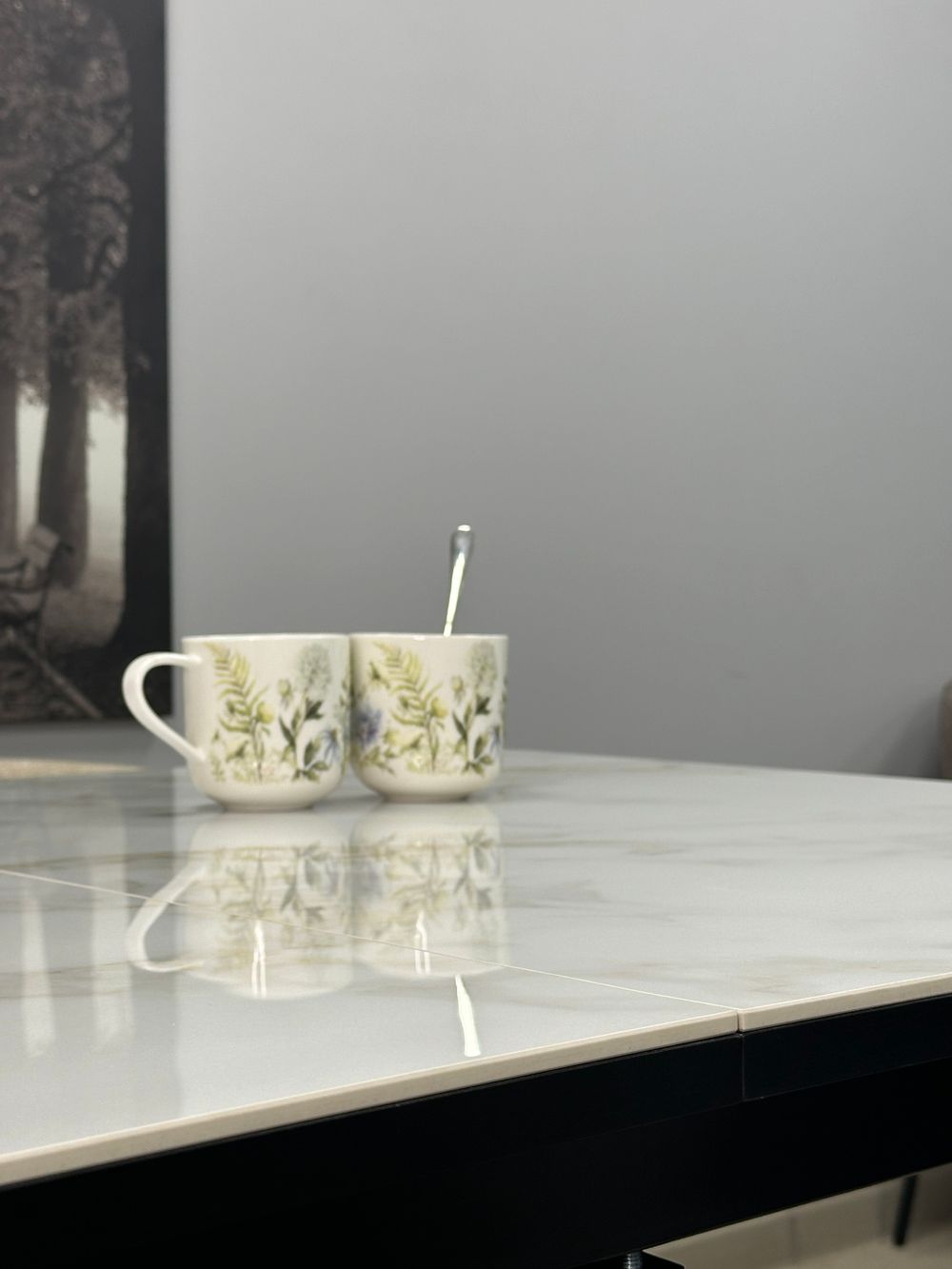 Стол DL1300 черный/керамика белая глянец