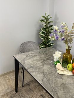 Стол KENNER KR1400 черный/керамика мрамор серый глянец