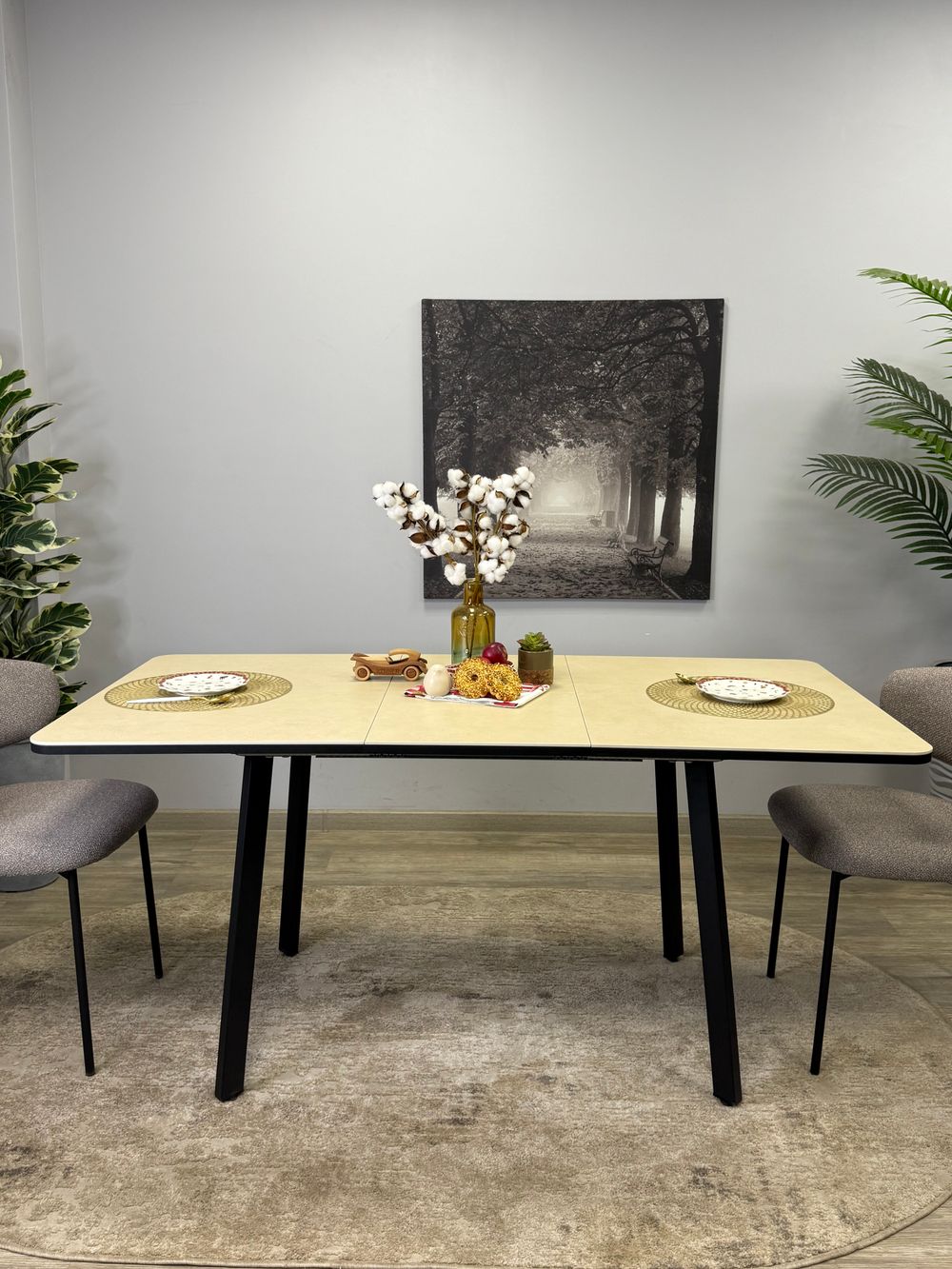 Стол KENNER AK900 черный/OKARA LIGHT YELLOW