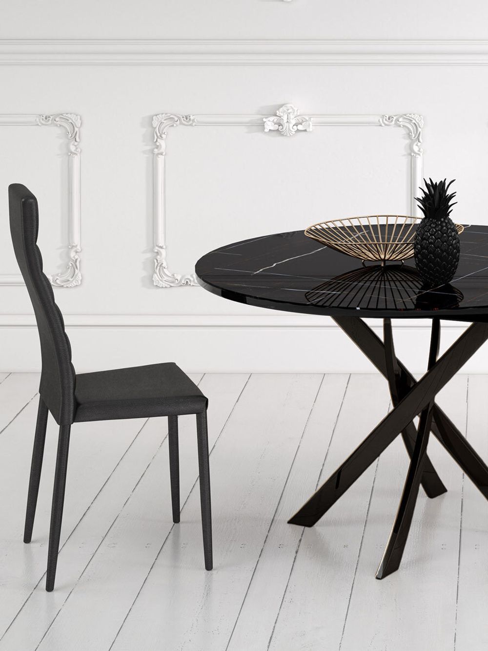 Стол KENNER R1100 черный/камень черный глянец