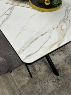 Стол KENNER DM1400 черный/керамика золотая