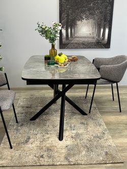 Стол DF1250 черный/керамика серая глянец