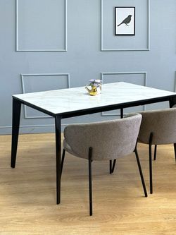 Стол KENNER KR1200 черный/керамика мрамор белый глянец