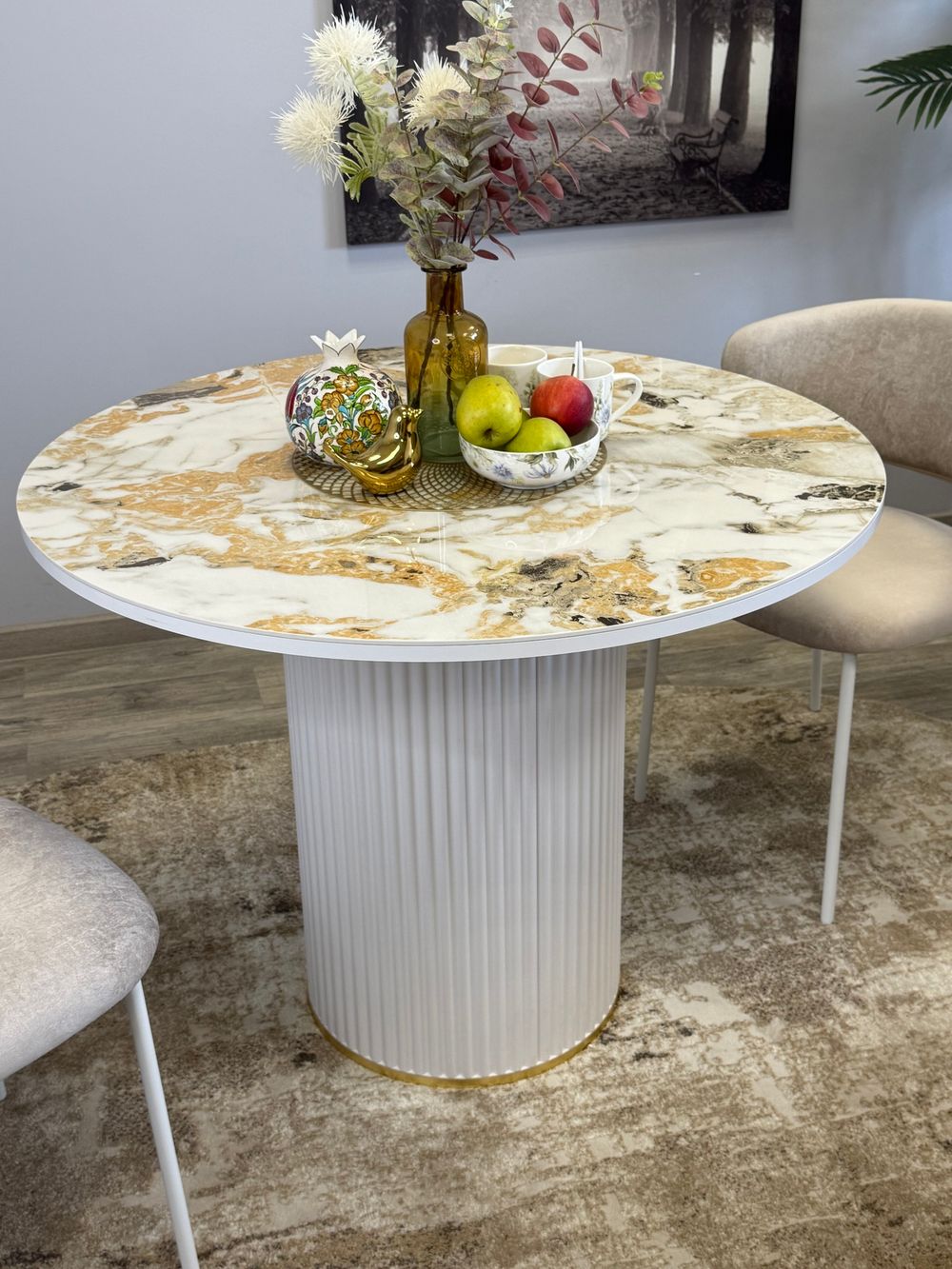 Стол KENNER LD1000 белый/керамика мрамор золотой глянец