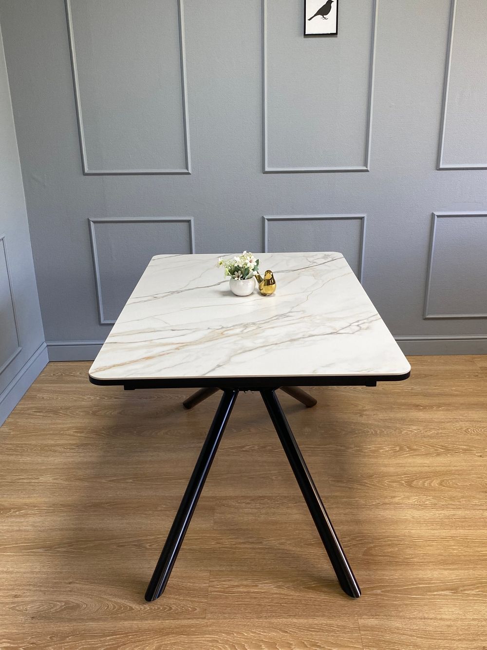 Стол KENNER DC1300 черный/керамика мрамор золотой