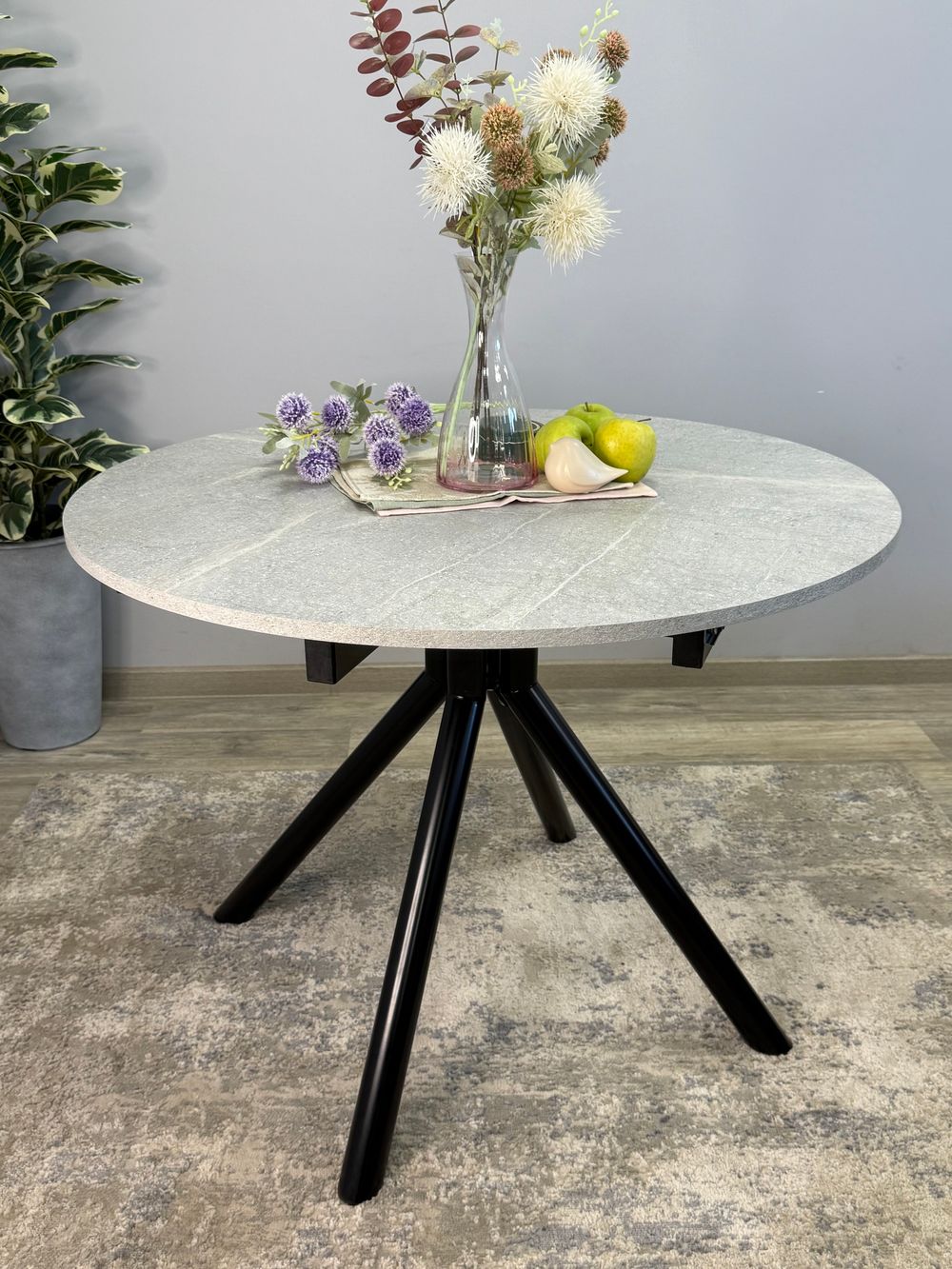 Стол KENNER AR1000 черный/мрамор светло-серый