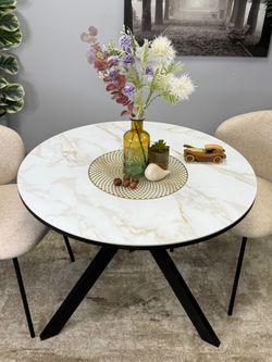 Стол KENNER RR900 черный/керамика мрамор белый глянец