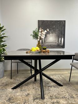 Стол DF1250 черный/керамика серая глянец
