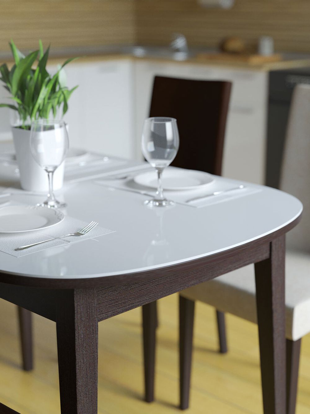 Стол KENNER 1300С  венге/стекло белое сатин