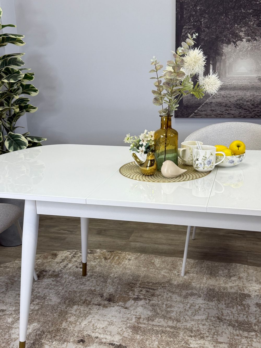 Стол KENNER 1300K белый/стекло белое глянец