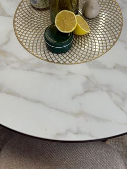 Стол Kenner LD900, черный/керамика мрамор белый глянец