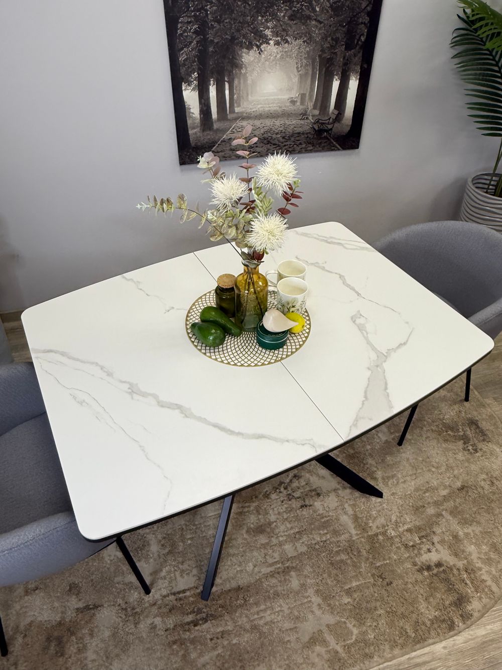 Стол KENNER BR1200 черный/керамика белая