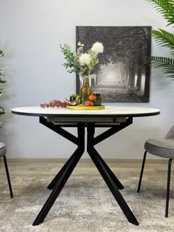 Стол KENNER DO1100 черный/керамика мрамор белый