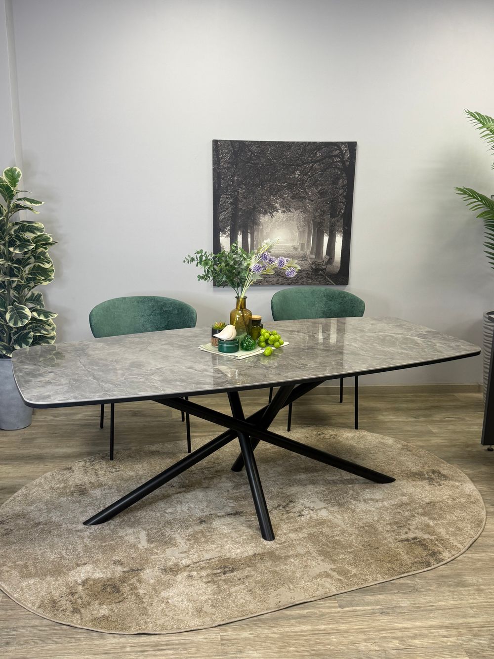 Стол KENNER DF2000 черный/керамика белая глянец