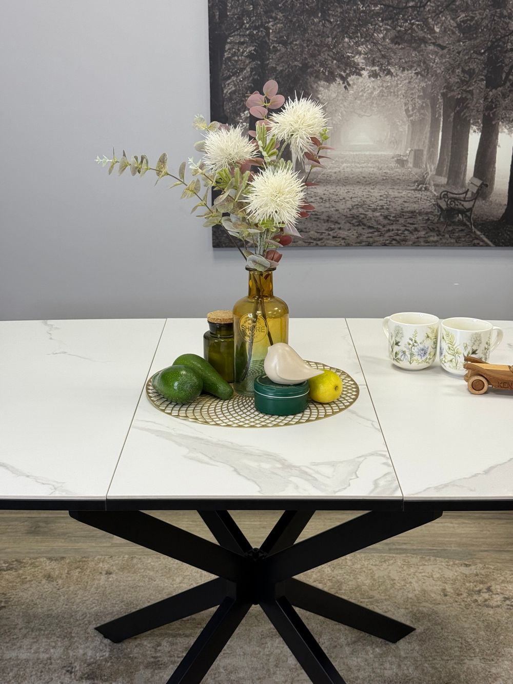 Стол KENNER BR1200 черный/керамика белая