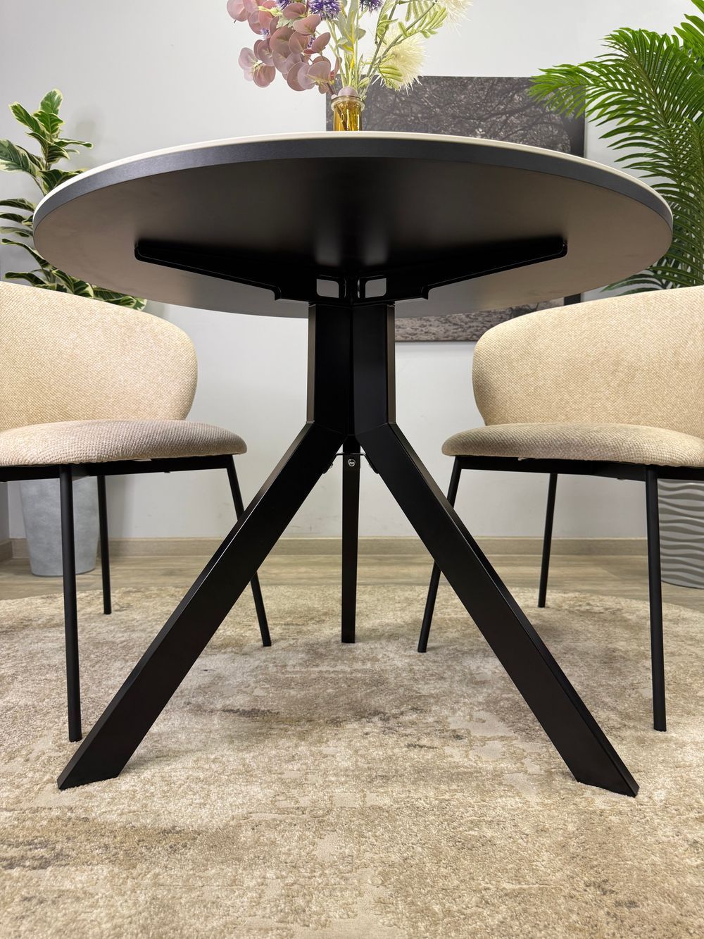 Стол KENNER RR900 черный/керамика мрамор белый глянец