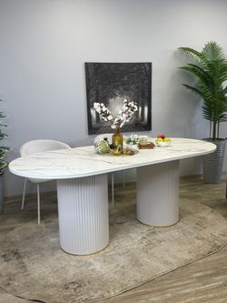 Стол KENNER LD2000 белый/керамика мрамор золотой