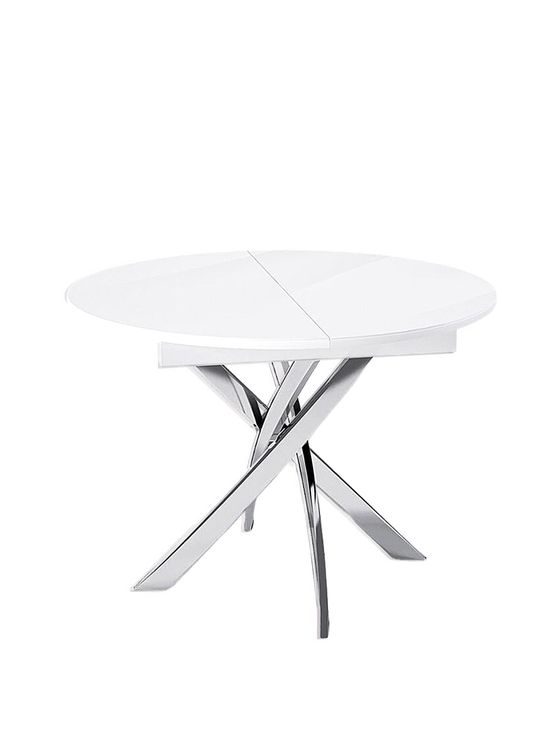 Стол KENNER R1100 хром/стекло белое глянец