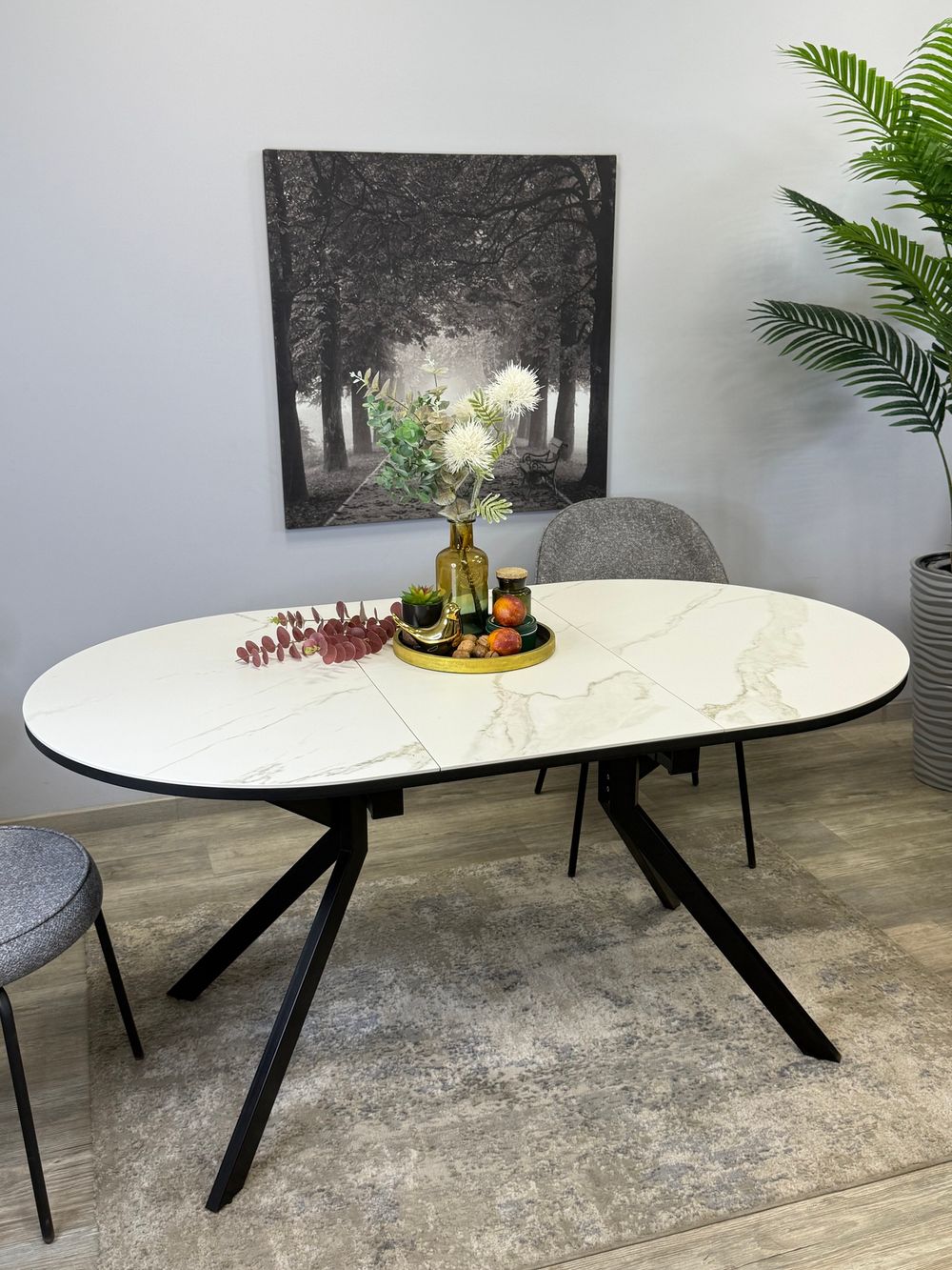 Стол KENNER DO1100 черный/керамика мрамор белый