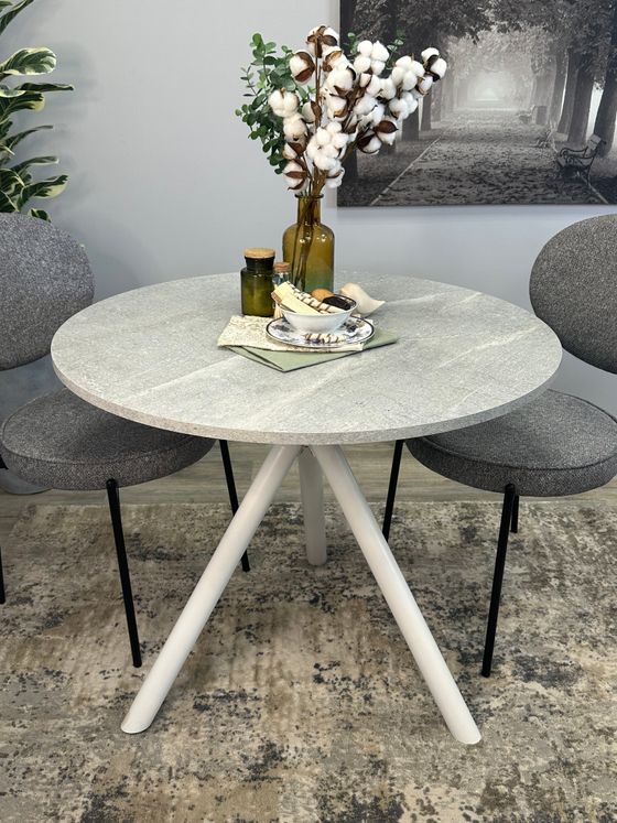 Стол KENNER RR900 белый/мрамор светло-серый