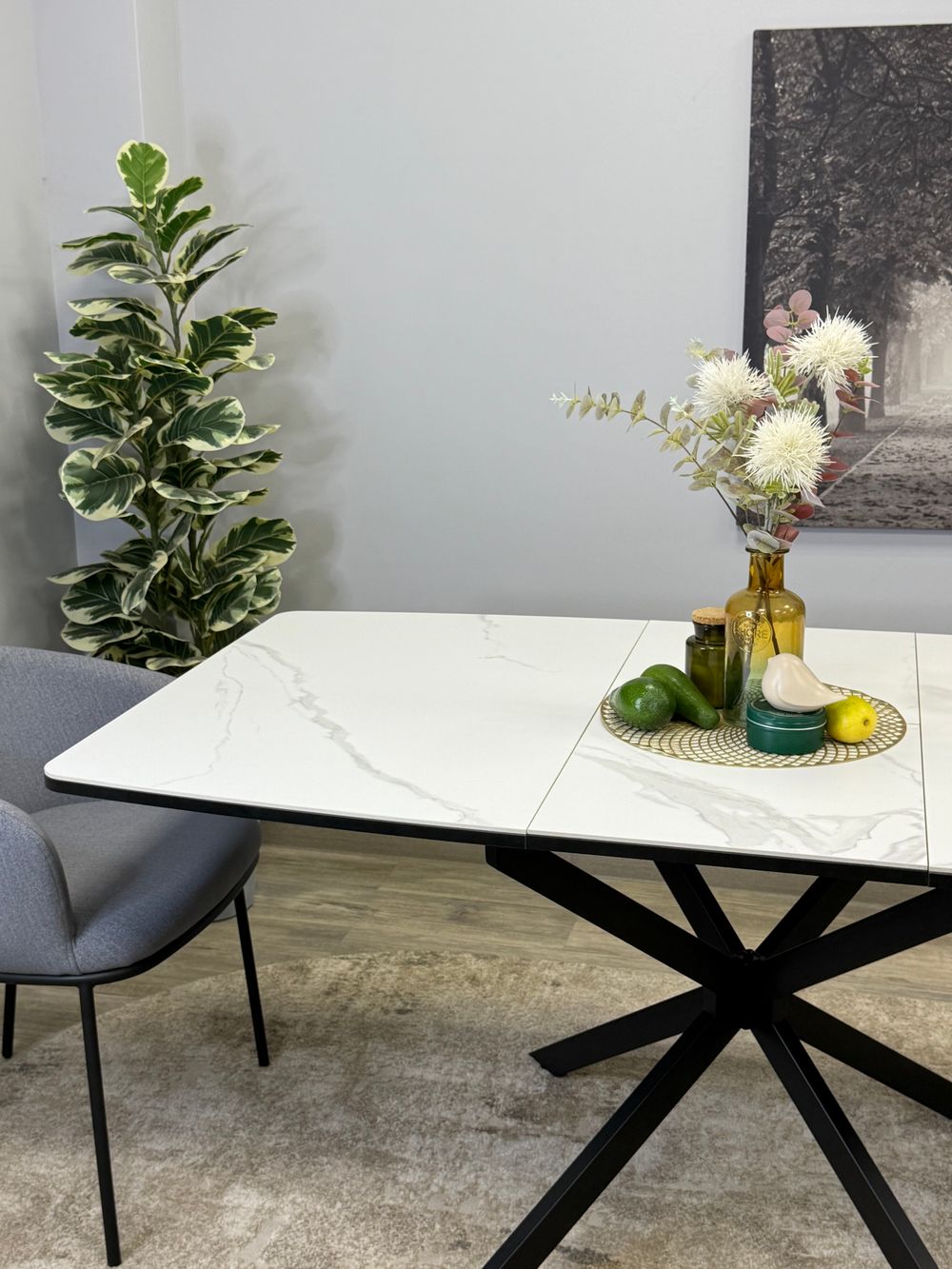 Стол KENNER BR1200 черный/керамика белая