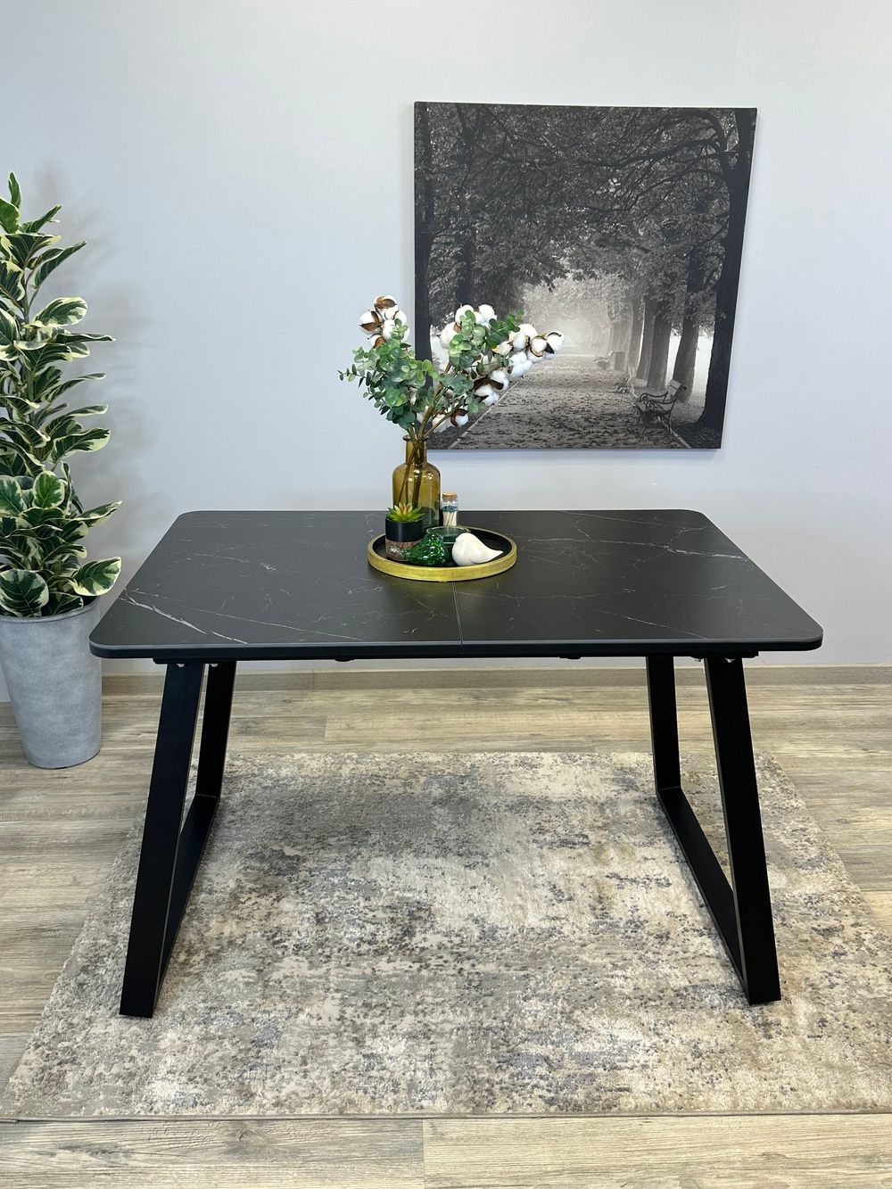 Стол KENNER AZ1200 черный/керамика мрамор черный