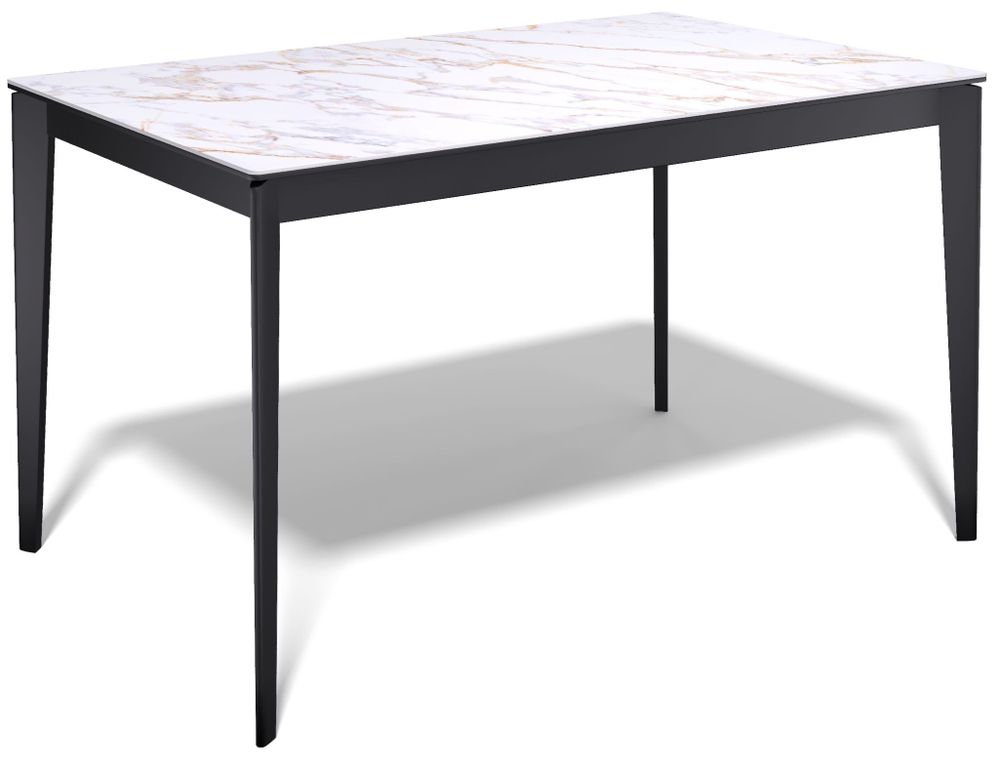 Стол KENNER KR1200 черный/керамика мрамор белый глянец