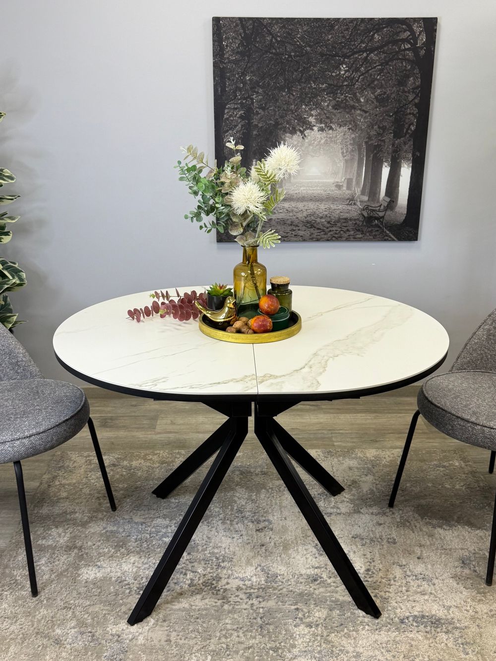 Стол KENNER DO1100 черный/керамика мрамор белый