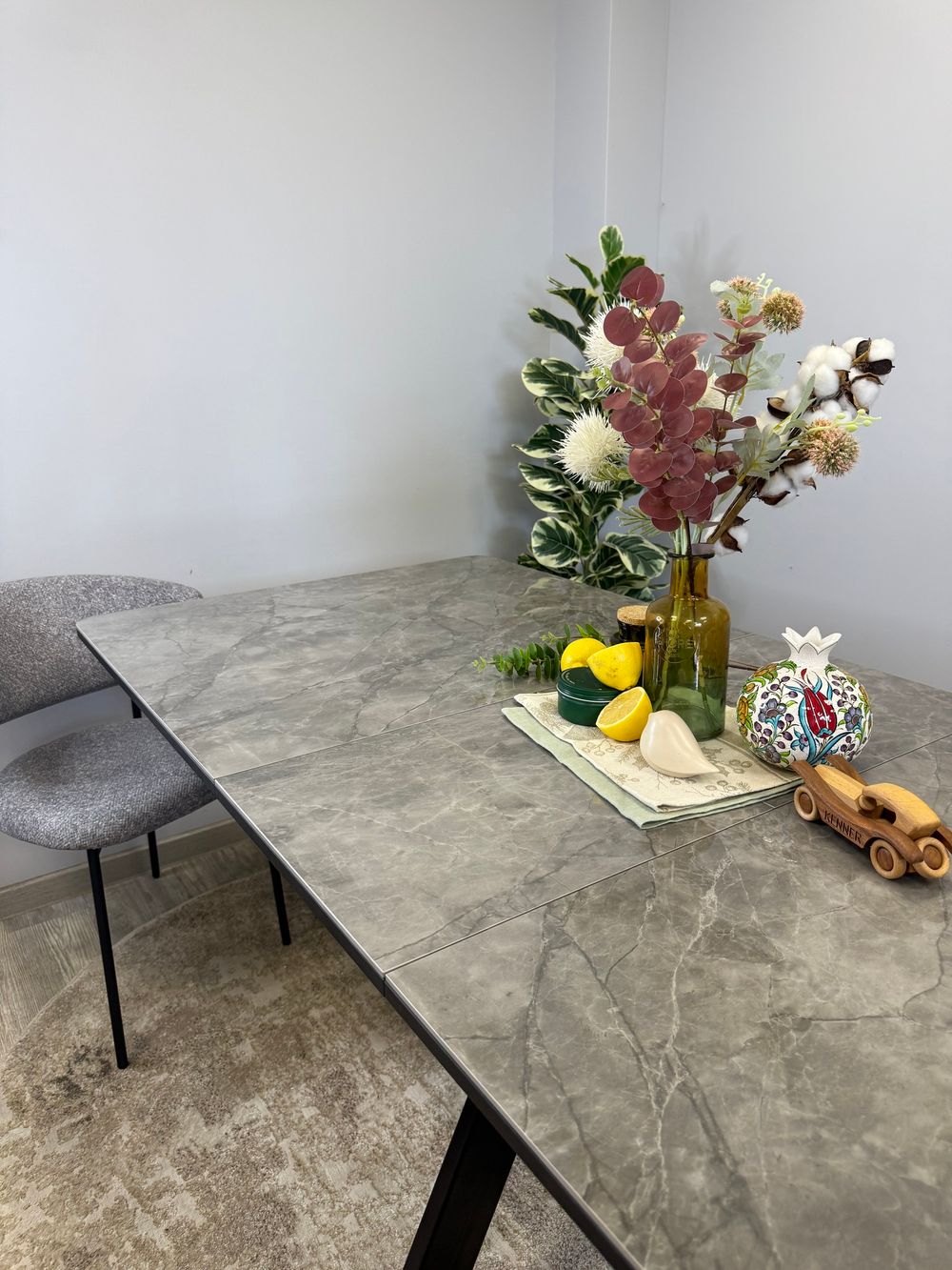 Стол DL1600 черный/керамика серая глянец