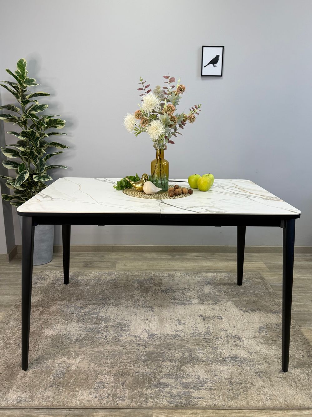 Стол KENNER KS1200 черный/керамика мрамор золотой