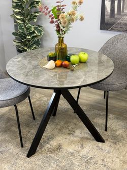 Стол KENNER RR900 черный/керамика мрамор серый глянец