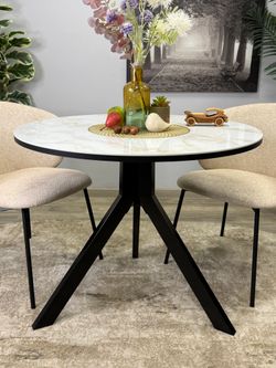 Стол KENNER RR900 черный/керамика мрамор белый глянец