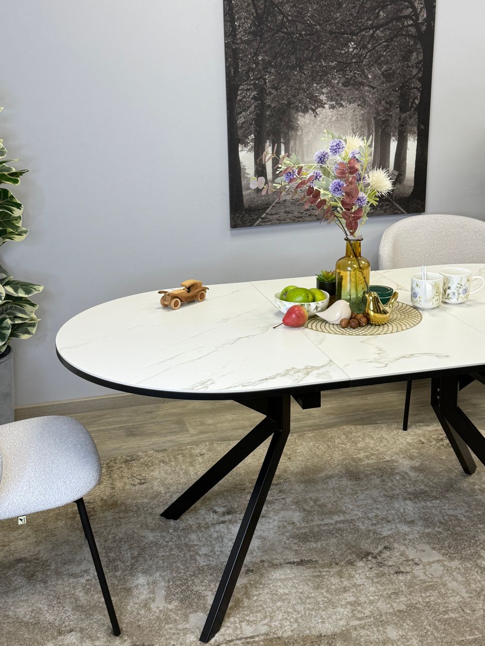 Стол KENNER DO1300 черный/керамика белая