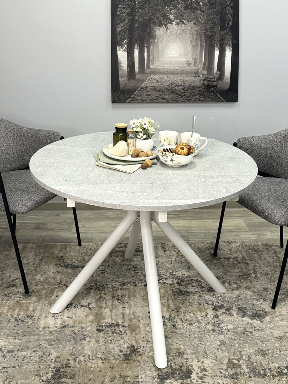 Стол KENNER AR1000 белый/мрамор светло-серый