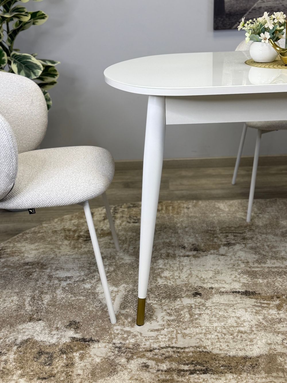 Стол KENNER 1300K белый/стекло белое глянец