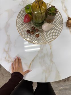 Стол KENNER RR900 черный/керамика мрамор белый глянец