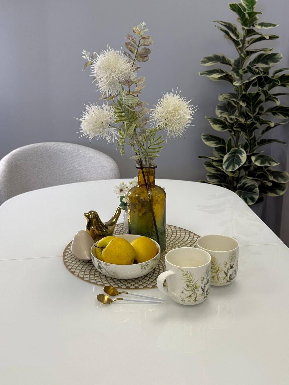 Стол KENNER 1300K белый/стекло белое глянец