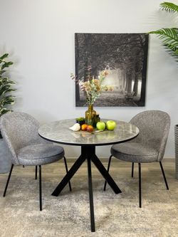 Стол KENNER RR900 черный/керамика мрамор серый глянец