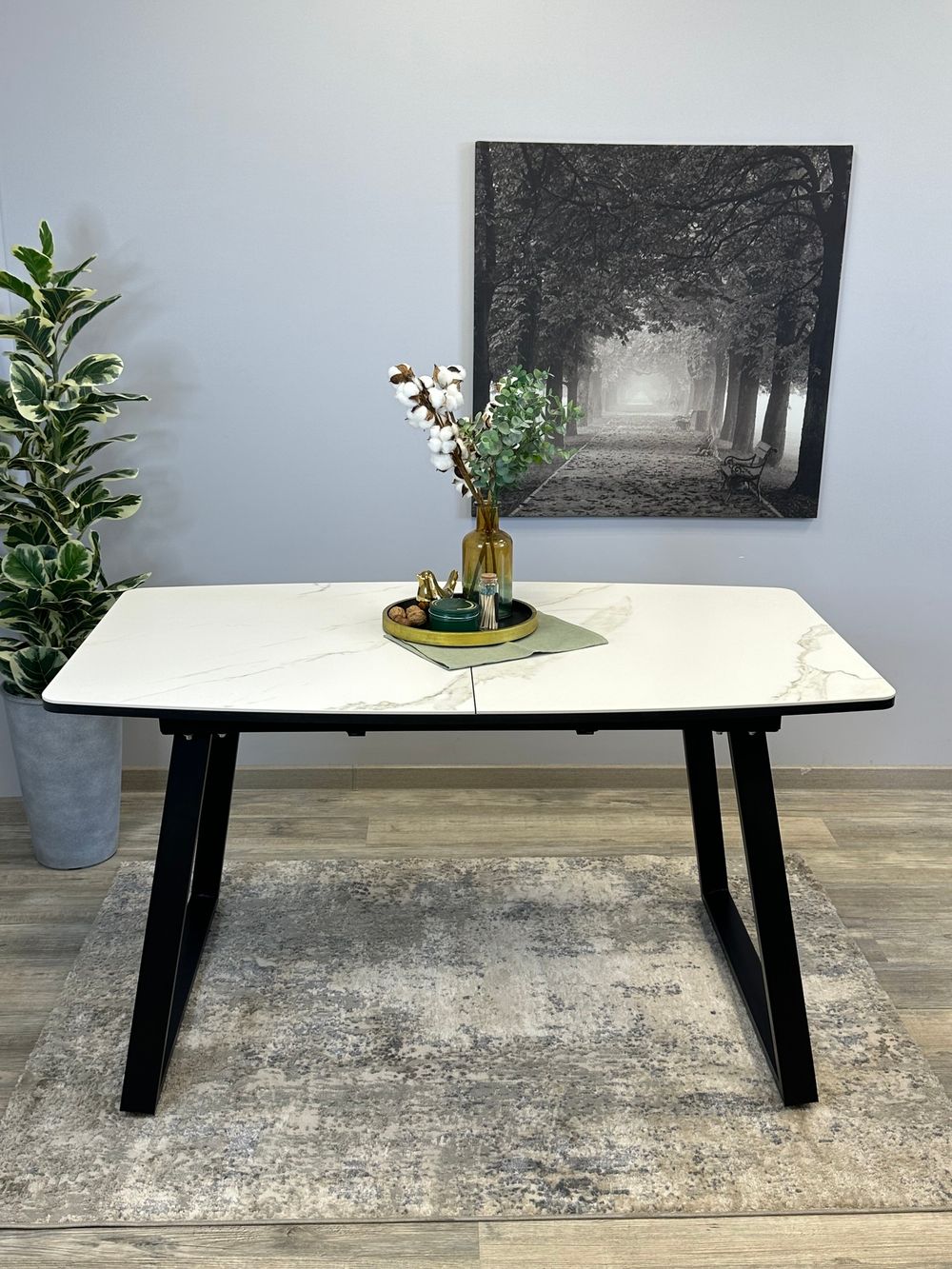 Стол KENNER AZ1400 черный/керамика белая