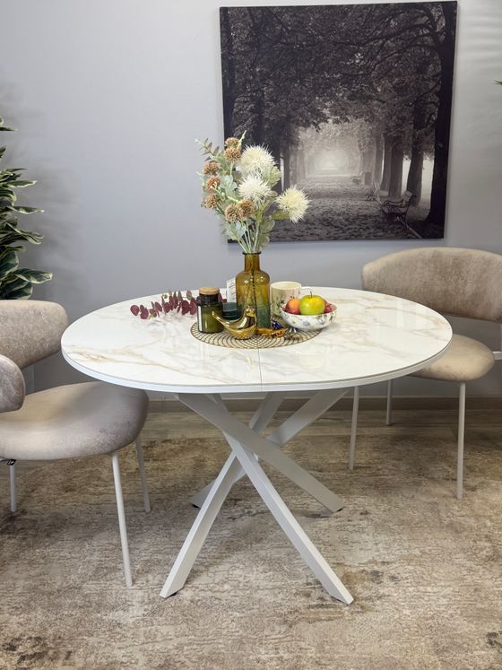 Стол Kenner R1100s, белый/керамика мрамор белый глянец