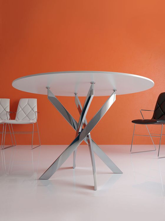 Стол KENNER R1000 хром/стекло белое глянец