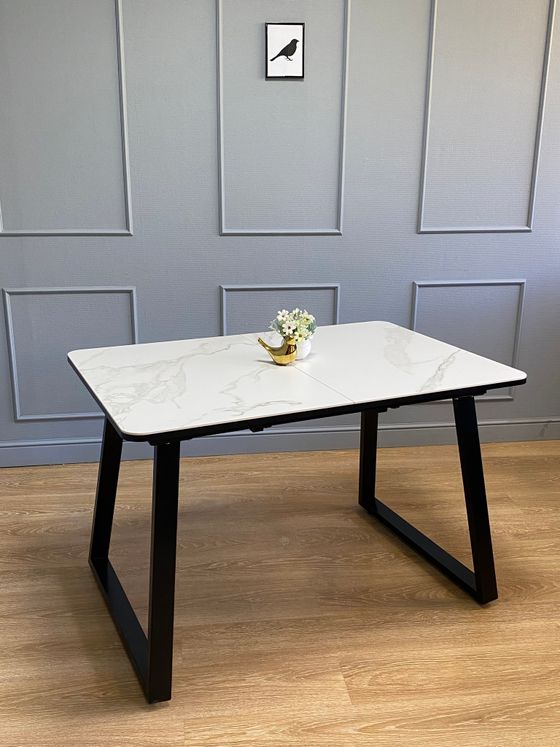 Стол KENNER AZ1200 черный/керамика мрамор белый