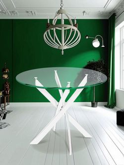 Стол KENNER R1000 белый/стекло прозрачное