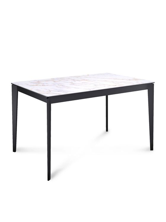 Стол KENNER KR1200 черный/керамика мрамор белый глянец