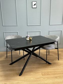 Стол KENNER DK1200 черный/керамика мрамор черный