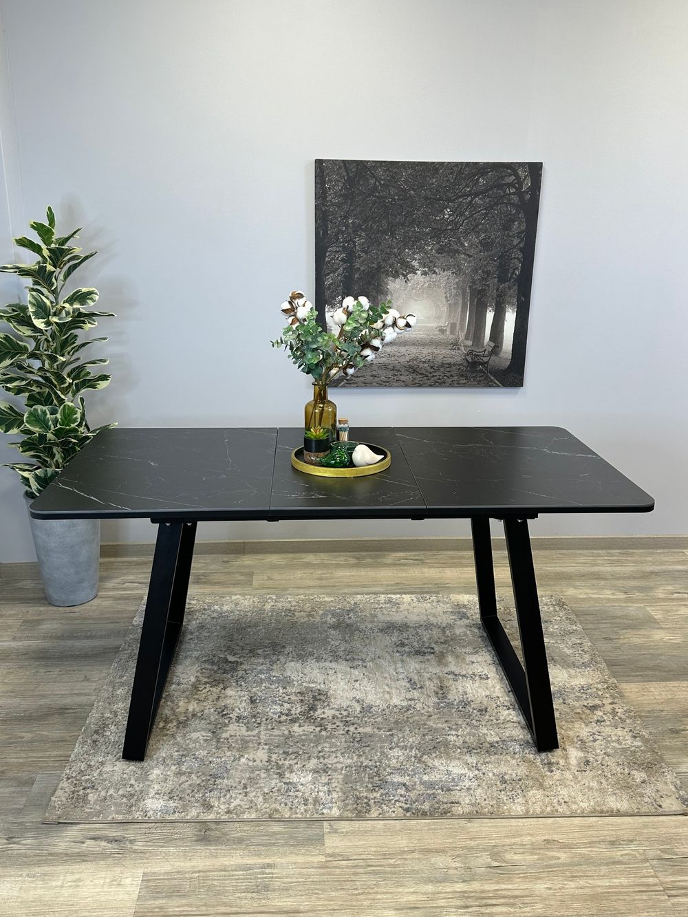 Стол KENNER AZ1200 черный/керамика мрамор черный