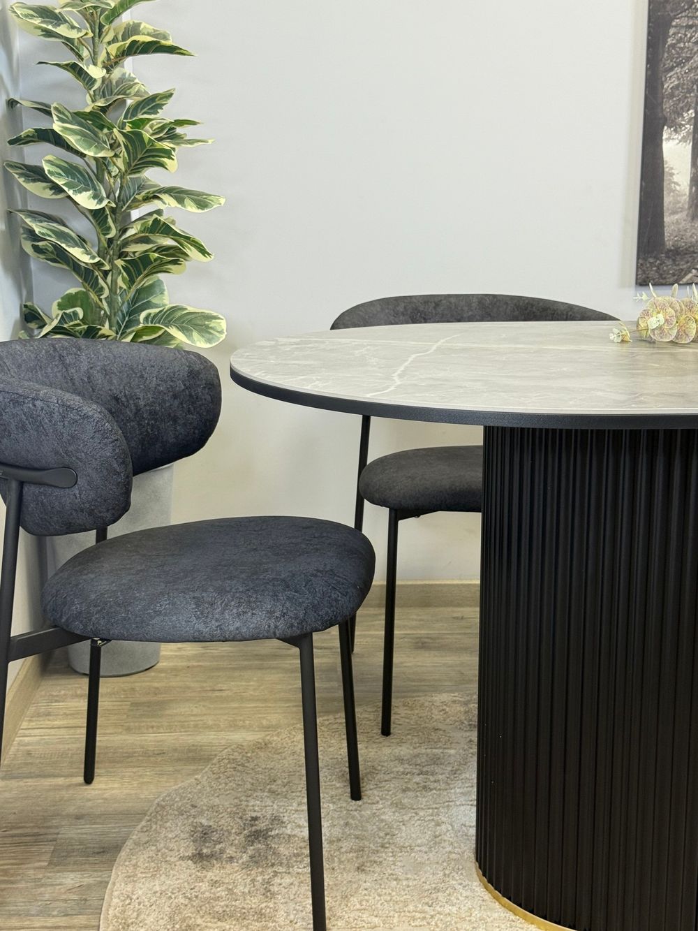 Стол KENNER LD2000 черный/керамика мрамор серый